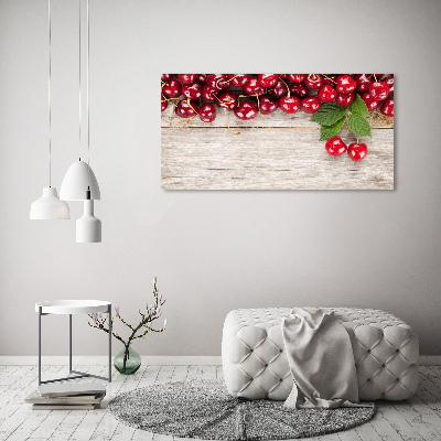 Cuadro metacrilato horizontal Cerezas en madera