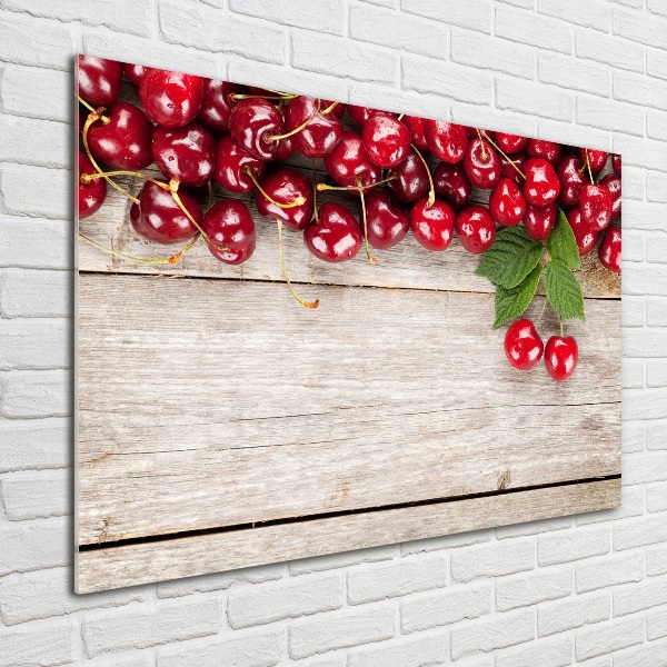 Cuadro metacrilato horizontal Cerezas en madera