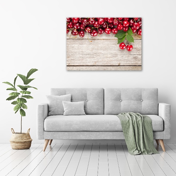 Cuadro metacrilato horizontal Cerezas en madera