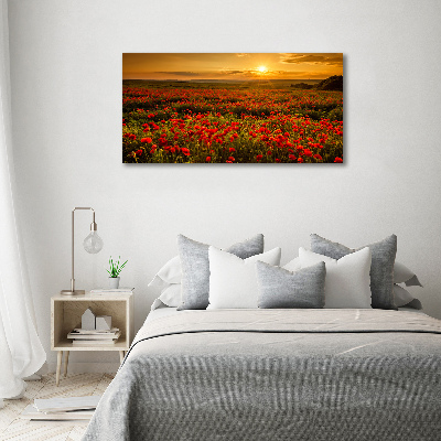 Cuadro acrílico horizontal Campo de amapolas