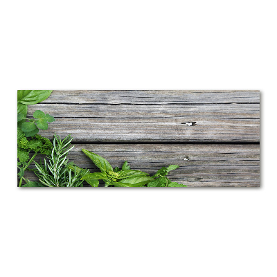 Cuadro acrílico horizontal Fondo de hierbas de madera
