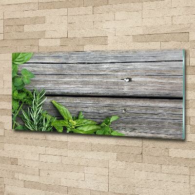 Cuadro acrílico horizontal Fondo de hierbas de madera