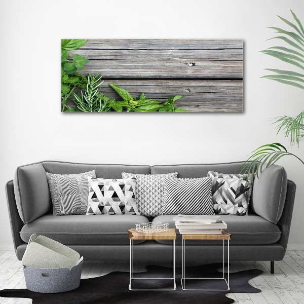Cuadro acrílico horizontal Fondo de hierbas de madera
