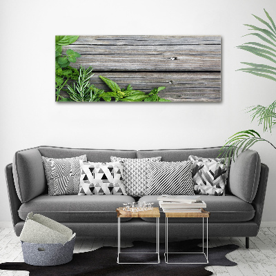 Cuadro acrílico horizontal Fondo de hierbas de madera