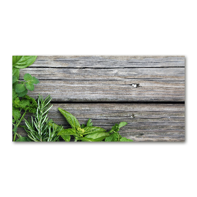 Cuadro acrílico horizontal Fondo de hierbas de madera