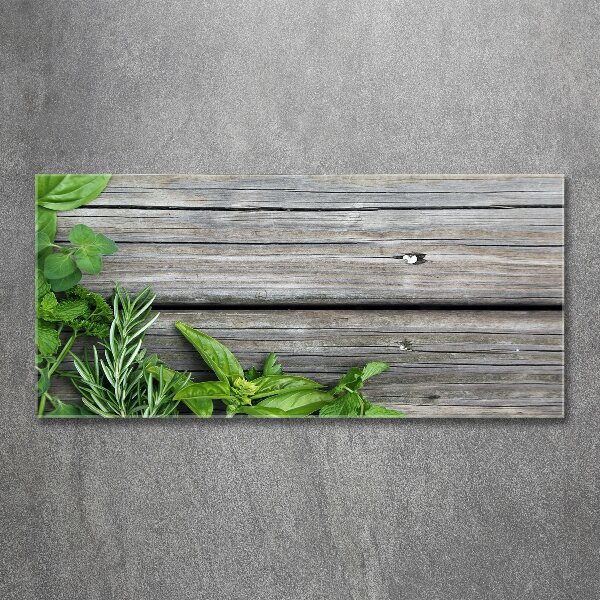 Cuadro acrílico horizontal Fondo de hierbas de madera