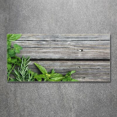 Cuadro acrílico horizontal Fondo de hierbas de madera