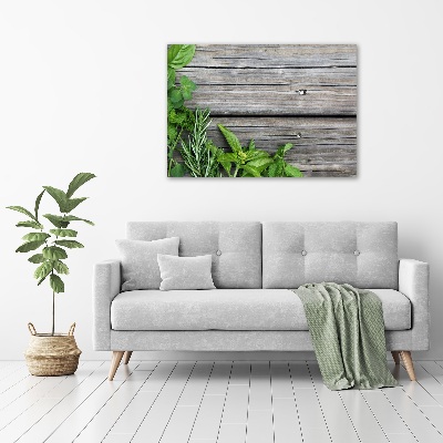 Cuadro acrílico horizontal Fondo de hierbas de madera