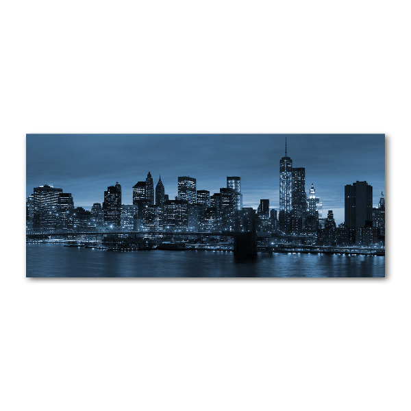 Pintura en acrílico horizontal Nueva York de noche