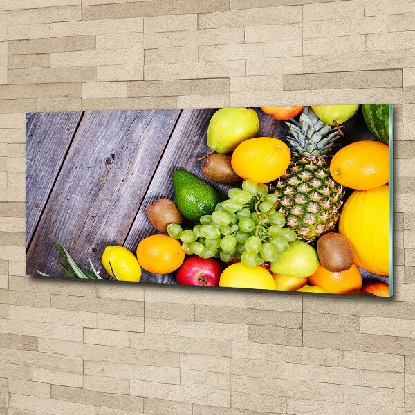 Cuadro acrílico horizontal Fruta en madera