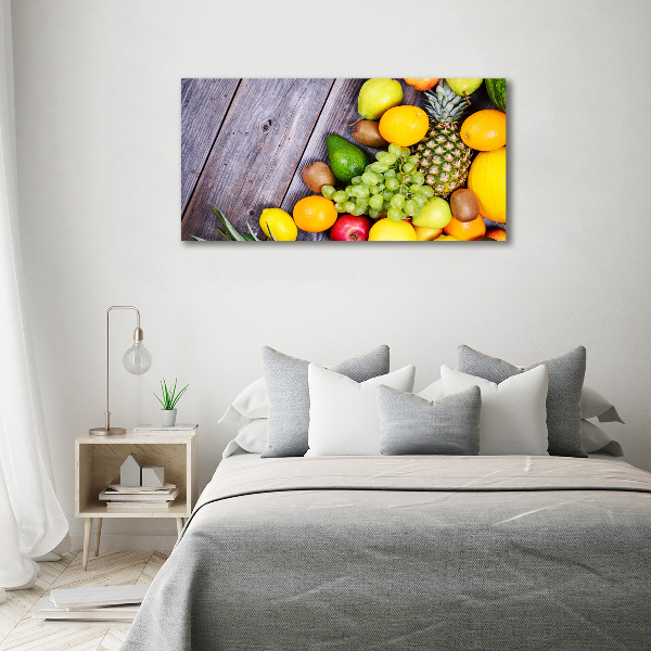 Cuadro acrílico horizontal Fruta en madera