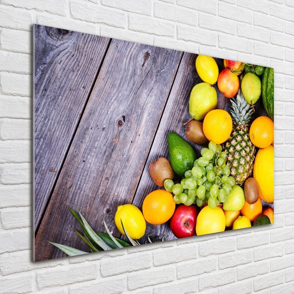 Cuadro acrílico horizontal Fruta en madera