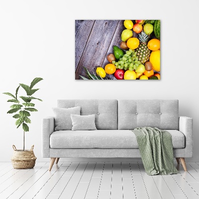 Cuadro acrílico horizontal Fruta en madera