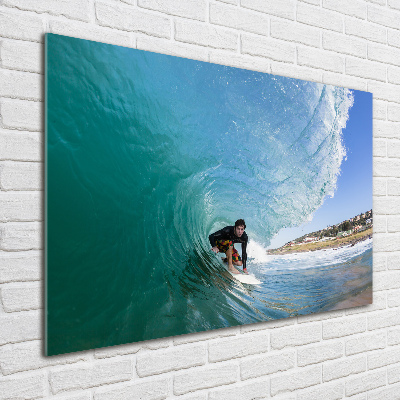 Pintura en acrílico horizontal Surfista en una ola