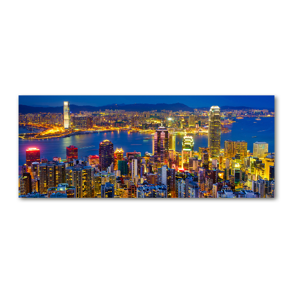 Pintura en acrílico horizontal Hong Kong de noche