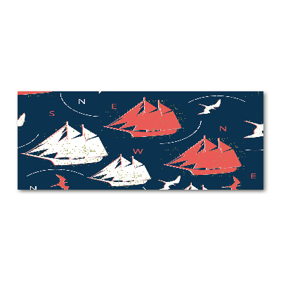 Cuadro metacrilato horizontal Barcos aves marinas
