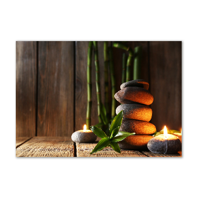 Cuadro acrílico horizontal Piedras zen de bambú