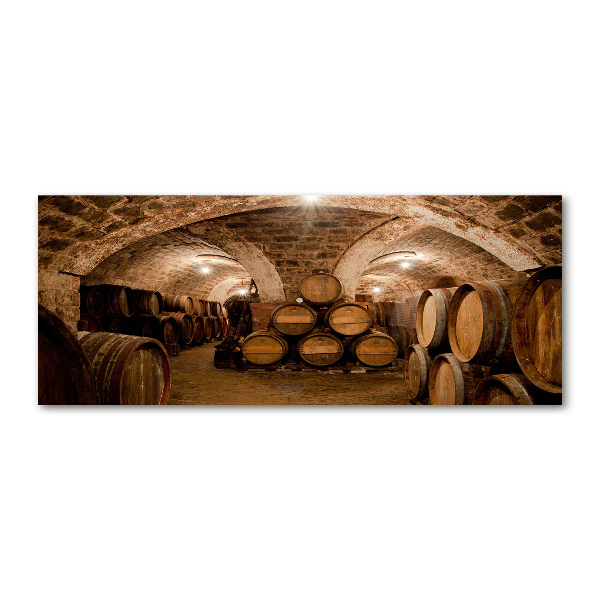 Pintura en acrílico horizontal Barriles en el viñedo