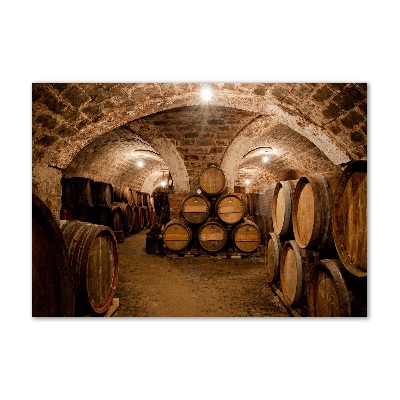 Pintura en acrílico horizontal Barriles en el viñedo