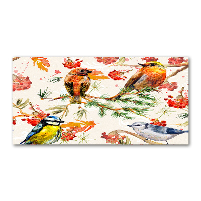 Pintura en acrílico horizontal Coníferas y aves