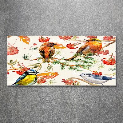 Pintura en acrílico horizontal Coníferas y aves