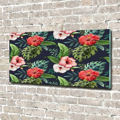 Pintura en acrílico horizontal flores tropicales