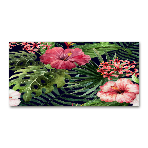 Pintura en acrílico horizontal flores tropicales