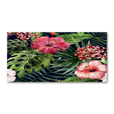 Pintura en acrílico horizontal flores tropicales