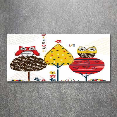 Cuadro acrílico horizontal Búhos en un árbol