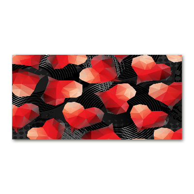 Pintura en acrílico horizontal Corazones geométricos