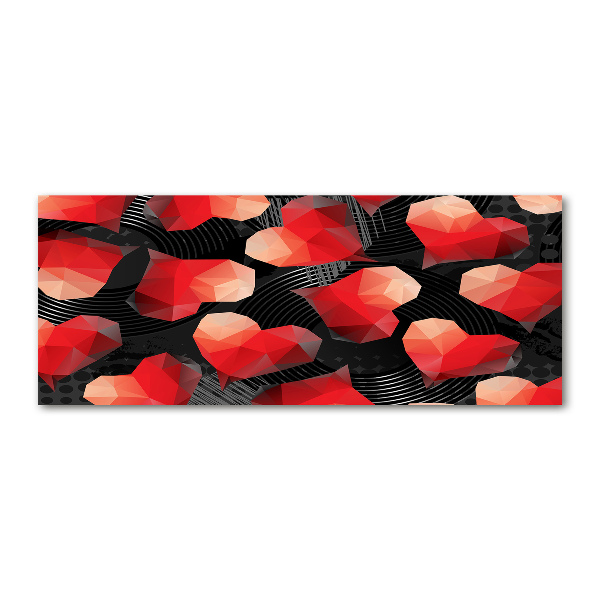 Pintura en acrílico horizontal Corazones geométricos