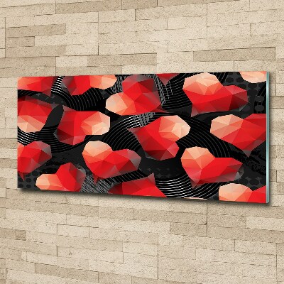 Pintura en acrílico horizontal Corazones geométricos