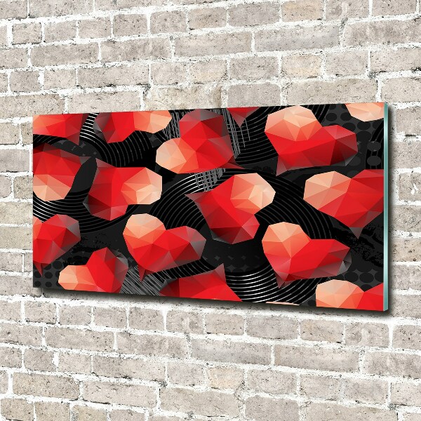 Pintura en acrílico horizontal Corazones geométricos