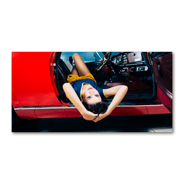 Cuadro acrílico horizontal Mujer en el coche