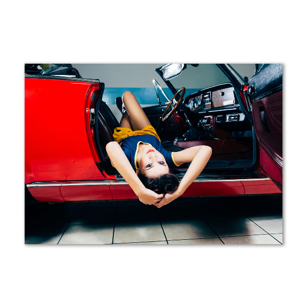 Cuadro acrílico horizontal Mujer en el coche
