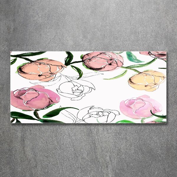 Cuadro acrílico horizontal capullos de peonía