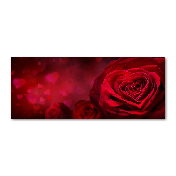 Cuadro acrílico horizontal Corazón de rosa roja