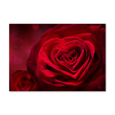 Cuadro acrílico horizontal Corazón de rosa roja
