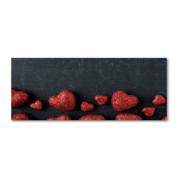 Cuadro acrílico horizontal Corazones en el tablero