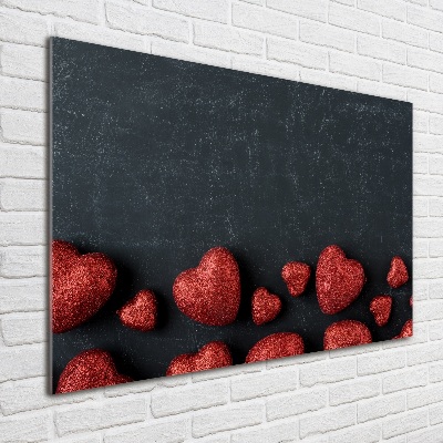 Cuadro acrílico horizontal Corazones en el tablero