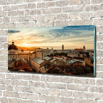 Pintura en acrílico horizontal Amanecer en Lviv