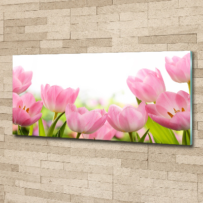 Pintura en acrílico horizontal tulipanes rosados