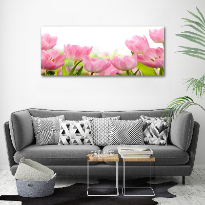 Pintura en acrílico horizontal tulipanes rosados