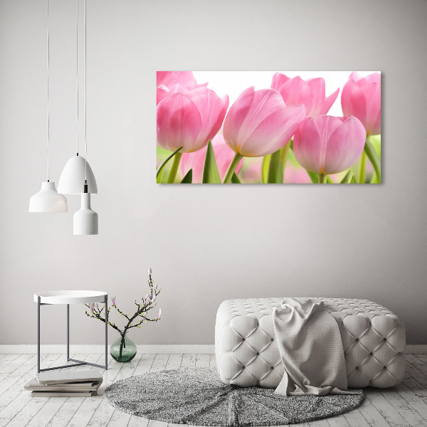 Cuadro metacrilato horizontal tulipanes rosados