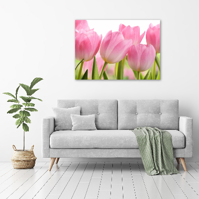 Cuadro metacrilato horizontal tulipanes rosados