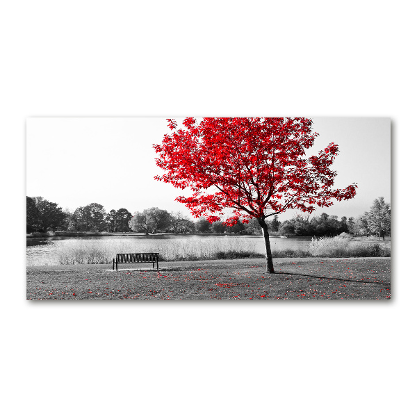 Pintura en acrílico horizontal Árbol rojo