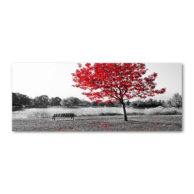 Pintura en acrílico horizontal Árbol rojo
