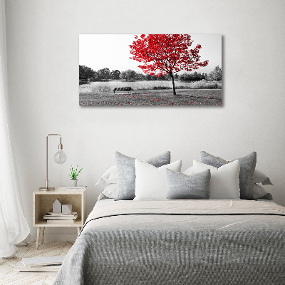 Pintura en acrílico horizontal Árbol rojo