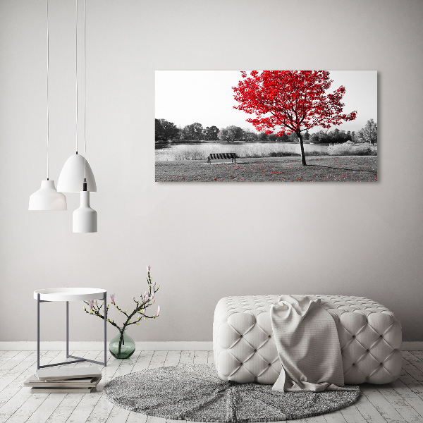 Pintura en acrílico horizontal Árbol rojo