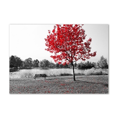 Pintura en acrílico horizontal Árbol rojo